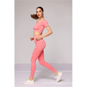 2021 Summer Fashion Sexy 2 Pieces Gym Set Seamless Fitness Yoga Wear